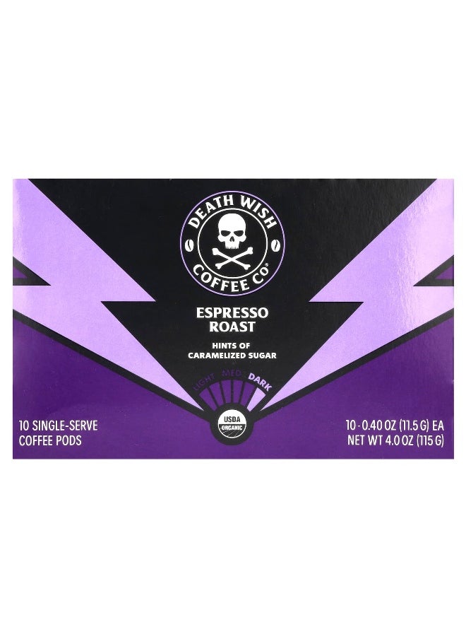 Death Wish Coffee Co Death Wish Coffee, Single-Serve Coffee Pods, Espresso Roast, 10 Pods, 0.4 oz (11.5 g) Each  - Image 1