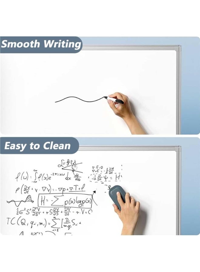 كيلا > السبورة البيضاء المتنقلة ذات الوجهين بعجلات، مزودة بحامل قابل لضبط الارتفاع، سبورة بيضاء مغناطيسية قابلة للمسح الجاف مقاس 48×39 بوصة، مناسبة للعروض التقديمية والعمل التعاوني في المكتب والاستخدام المنزلي (90 × 120 سم / 48 × 36 بوصة) - Image 3