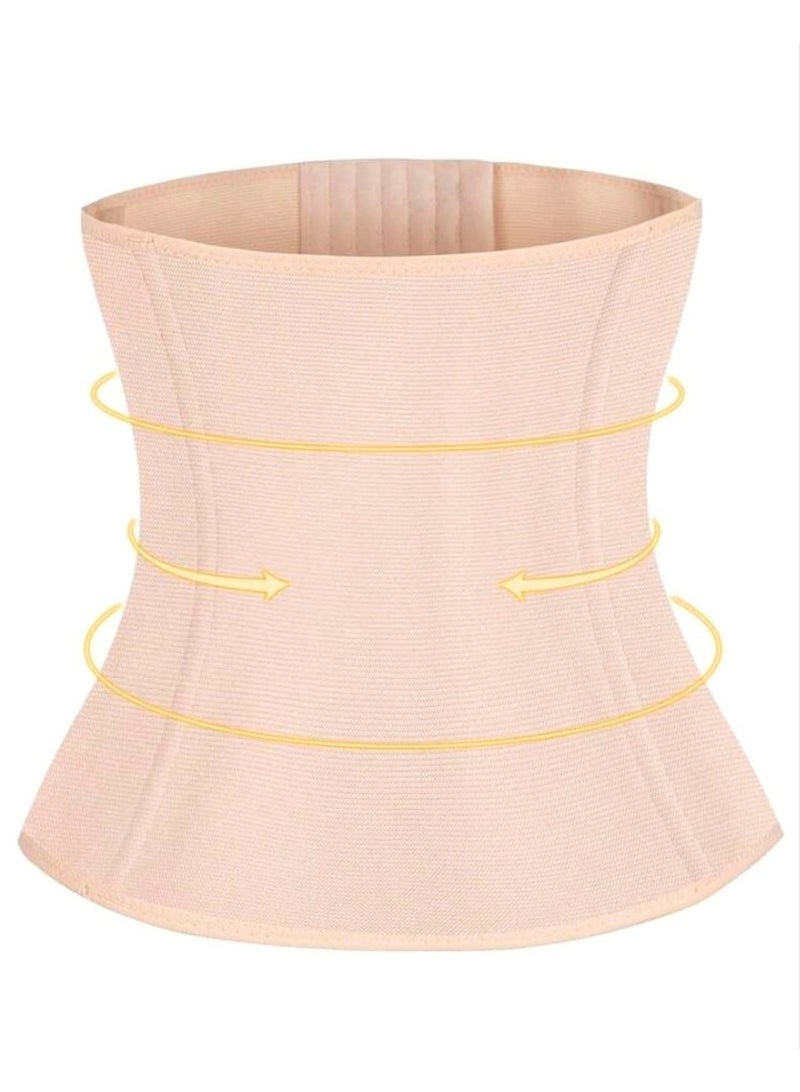 SHEIN-Women's Casual Comfy Plain Fabric Button Front Slight Stretch Waist Trainer For Body Shaping And Support-Apricot - Image 3
