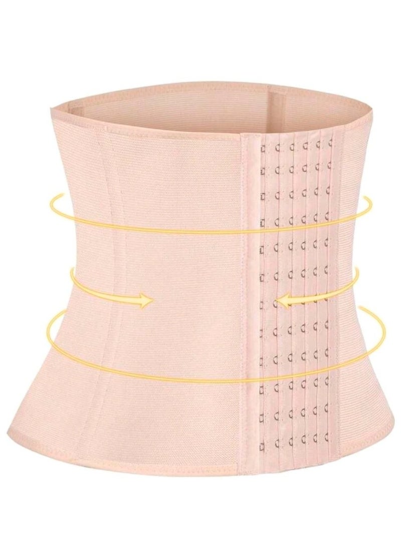 SHEIN-Women's Casual Comfy Plain Fabric Button Front Slight Stretch Waist Trainer For Body Shaping And Support-Apricot - Image 4