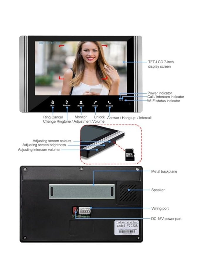 Verimax - 7-Inch Wi-Fi Video Door Phone Intercom System with 3 Monitors – Night Vision, Remote Unlock via App, White Light Camera – Secure Home Entry System - Image 1