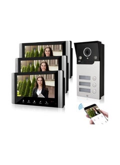 7-Inch Wi-Fi Video Door Phone Intercom System with 3 Monitors – Night Vision, Remote Unlock via App, White Light Camera – Secure Home Entry System