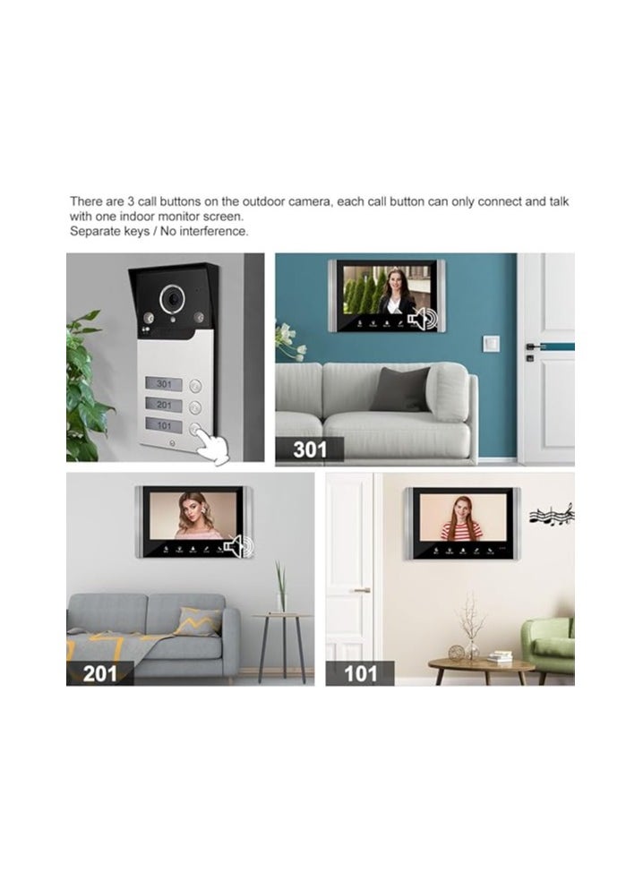 Verimax - 7-Inch Wi-Fi Video Door Phone Intercom System with 3 Monitors – Night Vision, Remote Unlock via App, White Light Camera – Secure Home Entry System - Image 1