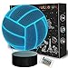 FULLOSUN Volleyball 3D Night Light Sport Mood Illusion Lamp for Kids with Remote Control 16 Colors Changing Creative Birthday Beach Volleyball Coach Lover Gifts for Boys Bedroom Decoration - Image 3