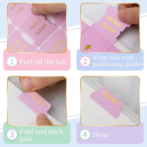 JIXZEN Laminated Bible Tabs for Women, 75 Embossed Gold Foil Large Print Index Tabs, Perfect for Bible Study, Chapter Organization & Easy Navigation (Pink) - Image 4