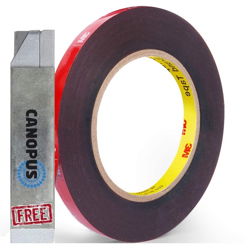 CANOPUS 3M Double Sided Tape Heavy Duty, 3M 4218P (6.35mm x 4.5m), Waterproof Heavy Duty 3M Double Sided Acrylic Foam Tape, 3M Tape for Car, Home Decor, Ideal for Ourdoor and Indoor use, Dark Gray - Image 1