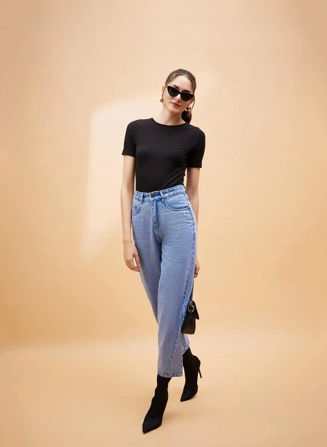 SASSAFRAS Ribbed Short Sleeve Bodysuit