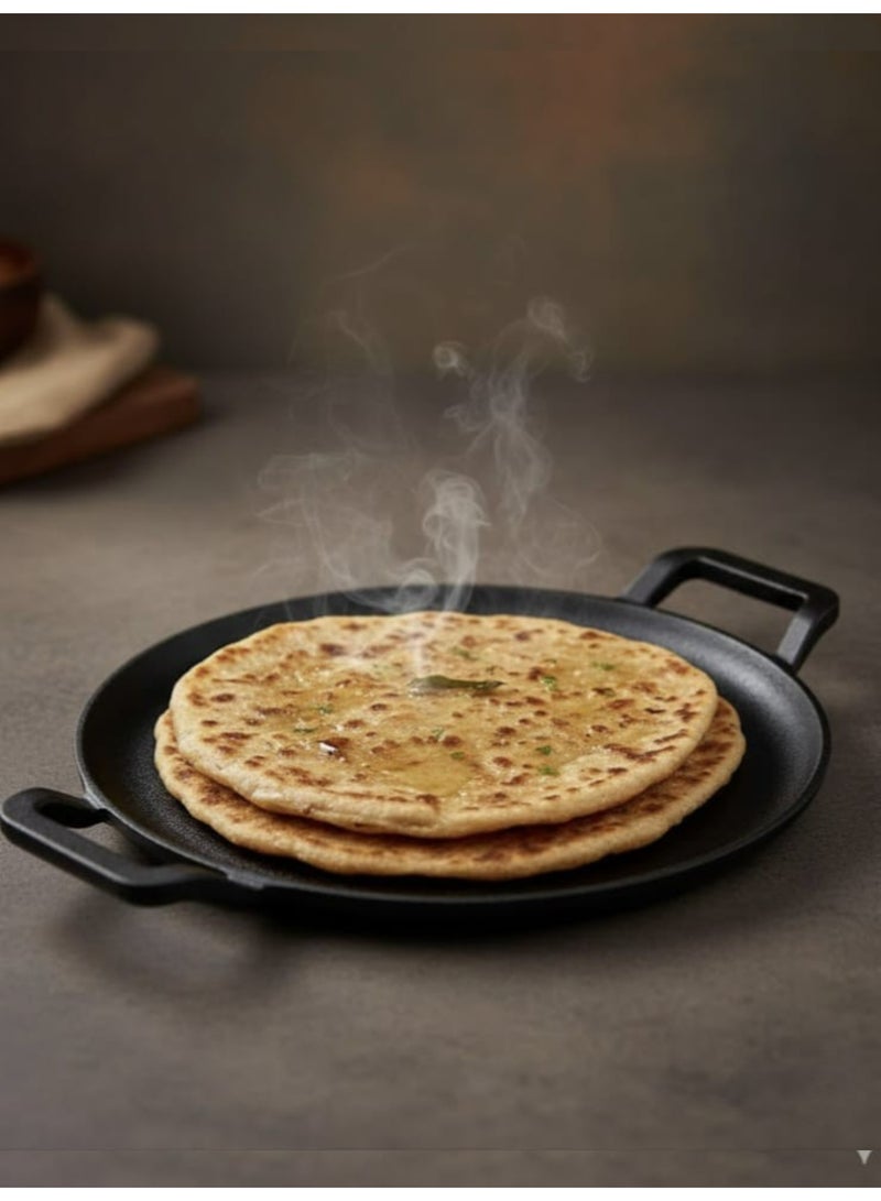 Decent Cast Iron Family Choice Multipurpose Tawa 28 cm – Flat Skillet | Pre-Seasoned Cast Iron Pan for Dosa, Chapati, Roti, Paratha, Pancakes & Saj Bread | Dual Handle | Heavy Duty 2.2 kg - Image 3