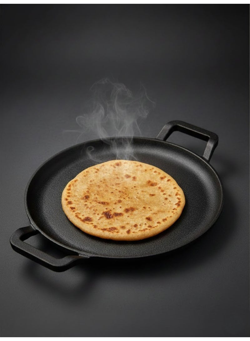 Decent Cast Iron Family Choice Multipurpose Tawa 28 cm – Flat Skillet | Pre-Seasoned Cast Iron Pan for Dosa, Chapati, Roti, Paratha, Pancakes & Saj Bread | Dual Handle | Heavy Duty 2.2 kg - Image 4