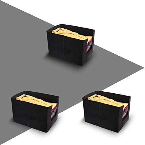 MBW Non Woven Wardrobe Organizer Shirt Stacker Black Pack of 3 - Image 1