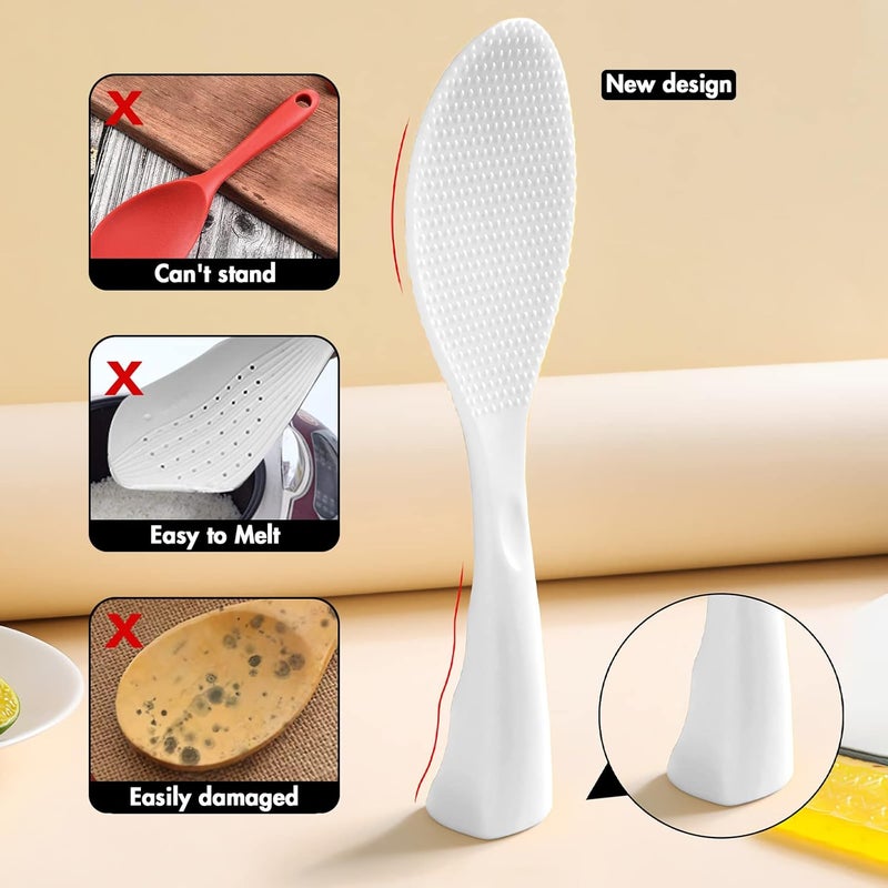 FireKylin Silicone Standing Rice Spatula with Non-Stick Paddle, Heat Resistant Rice Cooker Spoon, Serving Spoon for Grains (White) - Image 2