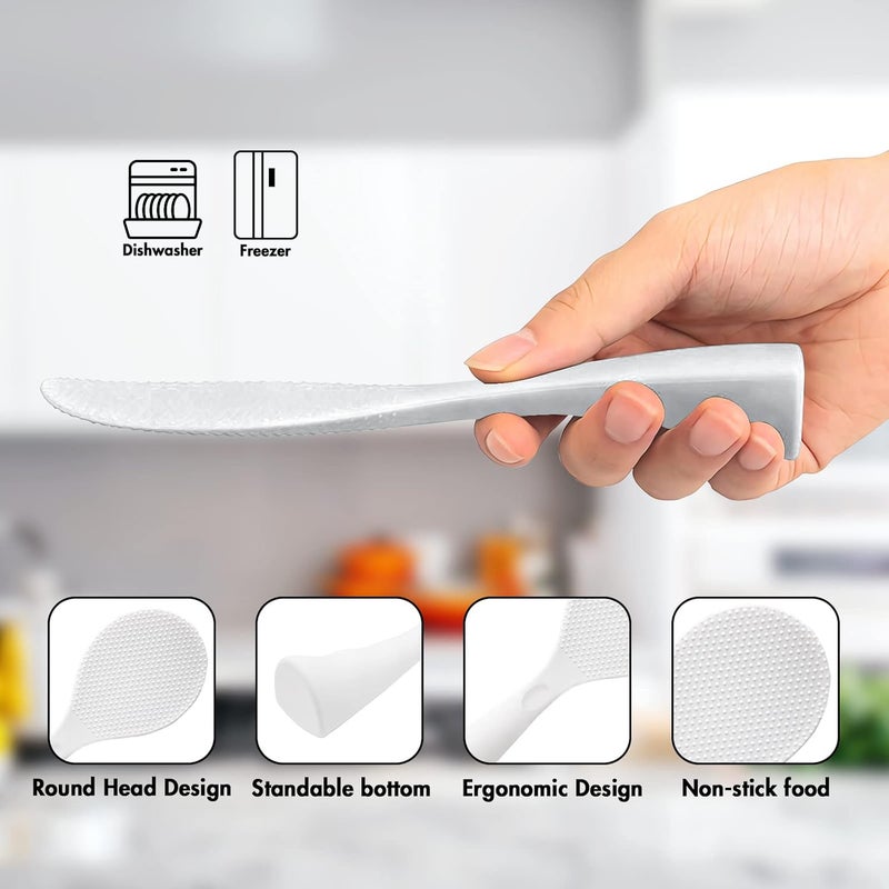 FireKylin Silicone Standing Rice Spatula with Non-Stick Paddle, Heat Resistant Rice Cooker Spoon, Serving Spoon for Grains (White) - Image 3