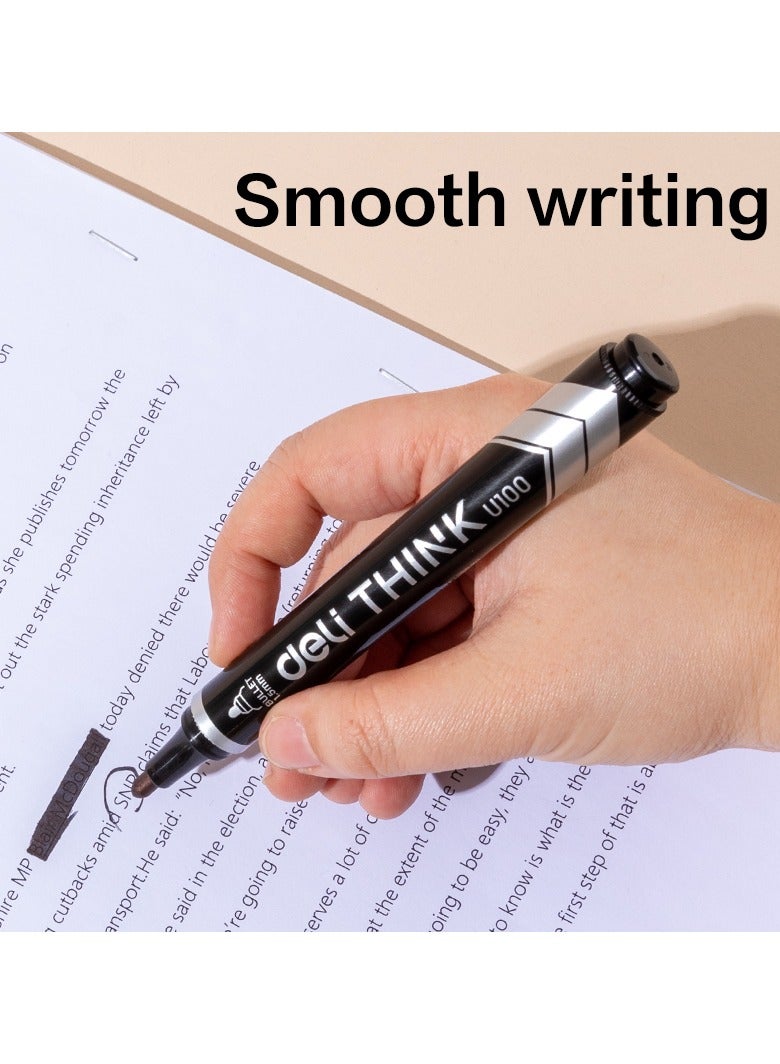 Deli EU10020 Permanent Marker Conical Tip 1.5mm Black 12PCS/Box– Ideal for Office and Industrial Use - Image 4