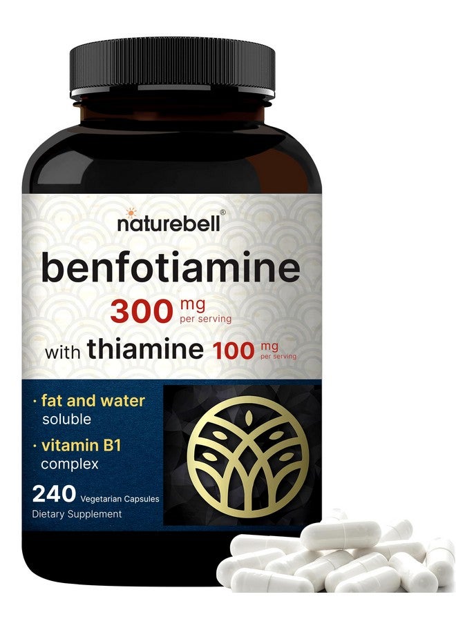 NatureBell Benfotiamine 300mg with Thiamine 100mg Per Serving | 240 Veggie Capsules - Essential Vitamin B1 Benfotiamine Supplement - Vegetarian Friendly - Image 1