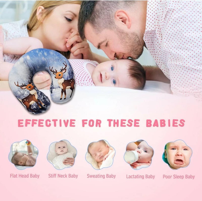 Synlark® Baby Neck Pillow for Head Shaping | Neck Support New Born Baby Infant Printed Pillow (0-5 Years) (Dear) - Image 5