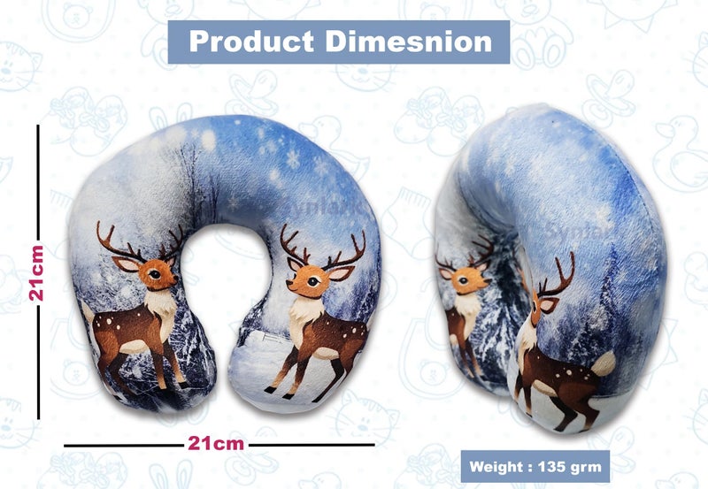 Synlark® Baby Neck Pillow for Head Shaping | Neck Support New Born Baby Infant Printed Pillow (0-5 Years) (Dear) - Image 2
