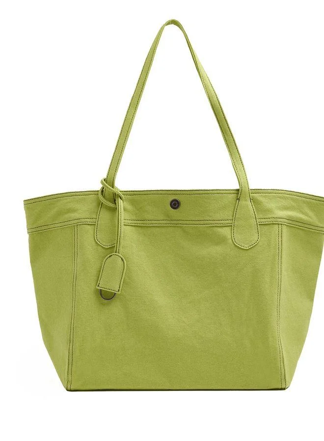 Parfois Canvas Shopper Bag With Pendant