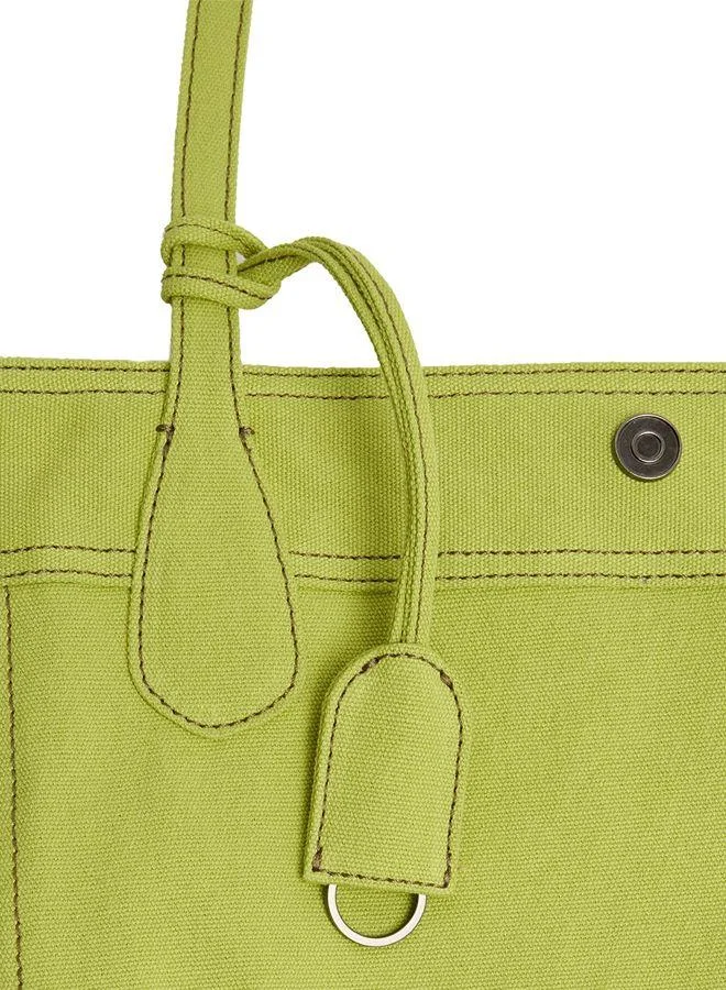 Parfois Canvas Shopper Bag With Pendant
