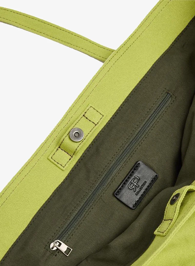 Parfois Yellow Canvas Shopper Bag With Pendant for Women | Best Price UAE