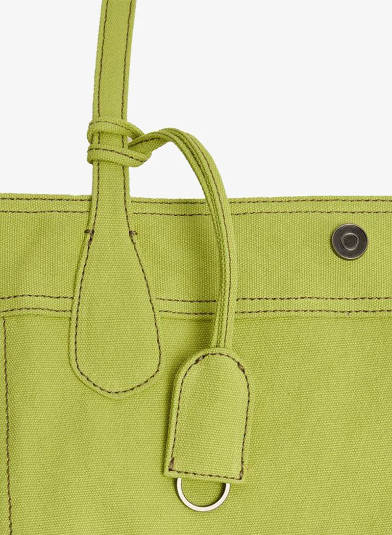 Parfois Canvas Shopper Bag With Pendant