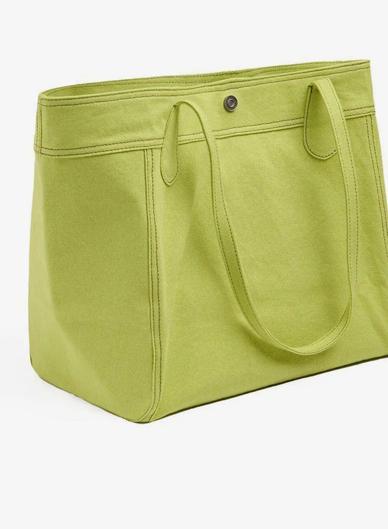 Parfois Yellow Canvas Shopper Bag With Pendant for Women | Best Price UAE