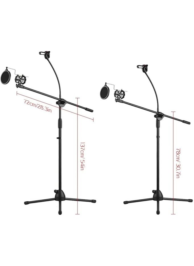 Generic - Metal Microphone Floor Stand with Boom Arm 360 Degree Rotating Phone Holder - Image 1