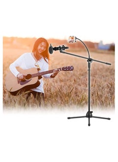 Generic Metal Microphone Floor Stand with Boom Arm 360 Degree Rotating Phone Holder  - Image 4
