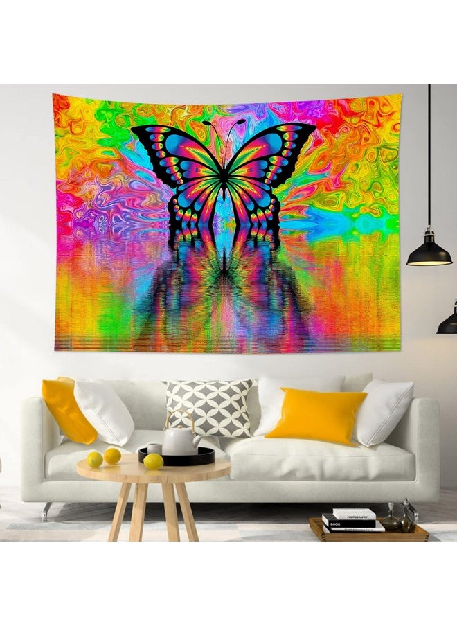 LB - Psychedelic Butterfly Tapestry Wall Hanging Colorful Butterfly Wall Tapestry 3D Fantasy Hippie Trippy Tapestry Wall Art For Bedroom Living Room Dorm Home Decor 92.5 X 70.9 Inches - Image 1