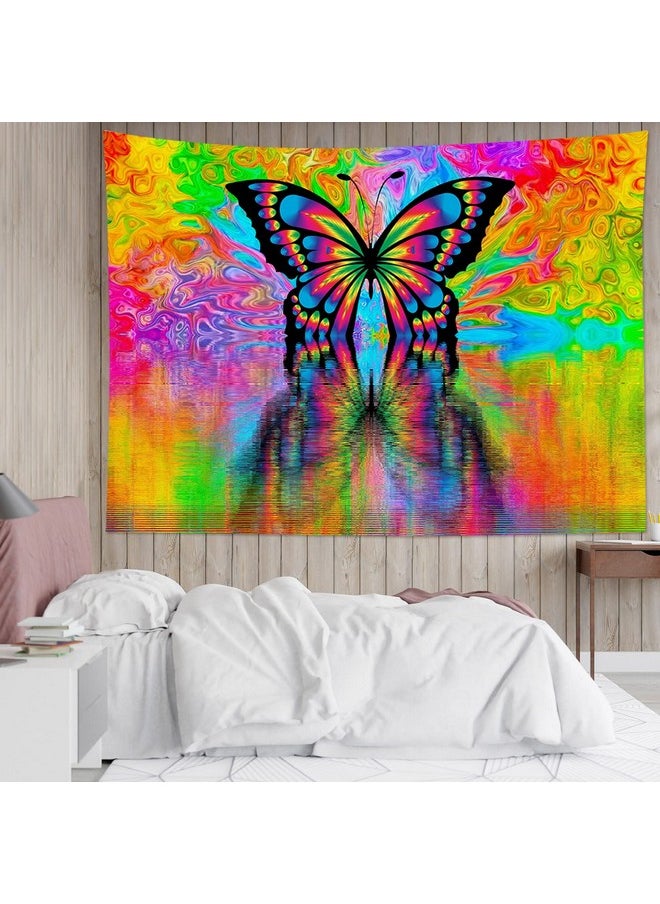 LB - Psychedelic Butterfly Tapestry Wall Hanging Colorful Butterfly Wall Tapestry 3D Fantasy Hippie Trippy Tapestry Wall Art For Bedroom Living Room Dorm Home Decor 92.5 X 70.9 Inches - Image 1
