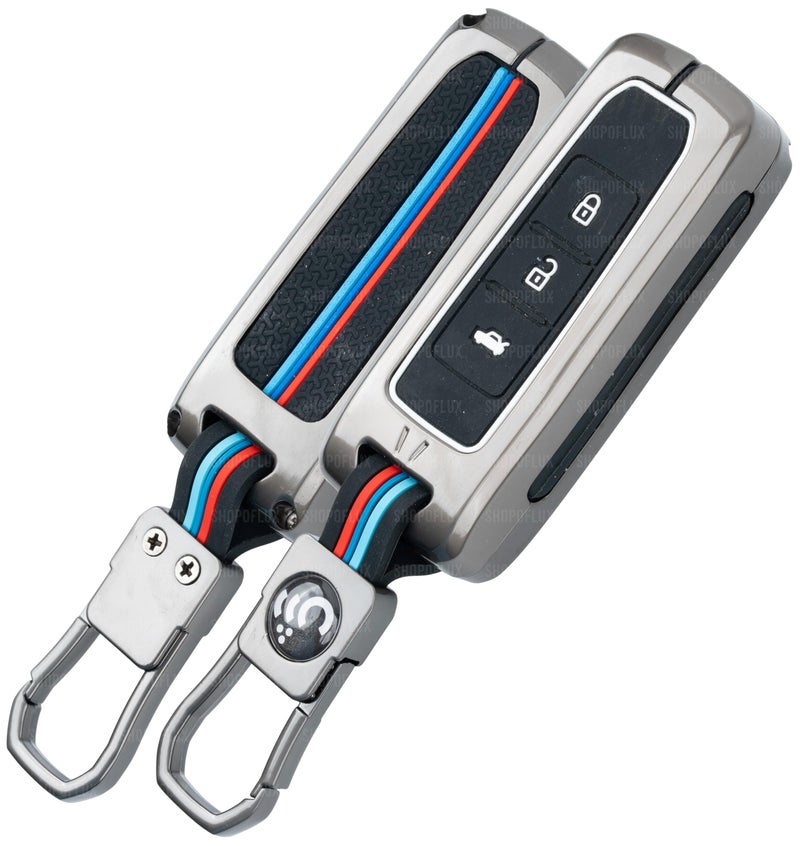 SHOPOFLUX Metal Car Key Cover Compatible for MG Hector 3 Button Smart Key - Image 1