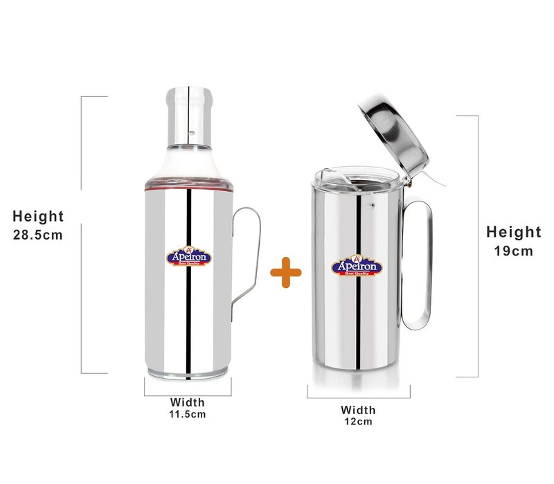 Apeiron Stainless Steel Oil CanNozzle Oil DispenserLeak Proof Oil PourerOil Dispenser Combo Set 1000 ml Combo pack of 2 Red - Image 2