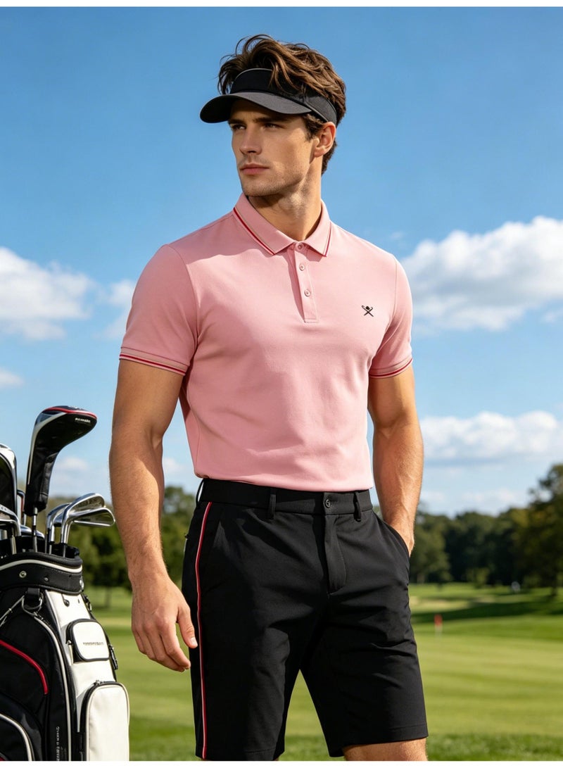 Hackett London Unisex striped collar golf Polo shirt breathable quick-drying simple LOGO printed short-sleeved sports casual shirt. - Image 5