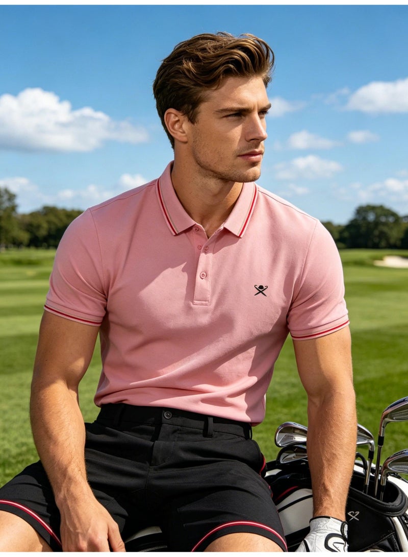 Hackett London Unisex striped collar golf Polo shirt breathable quick-drying simple LOGO printed short-sleeved sports casual shirt. - Image 1