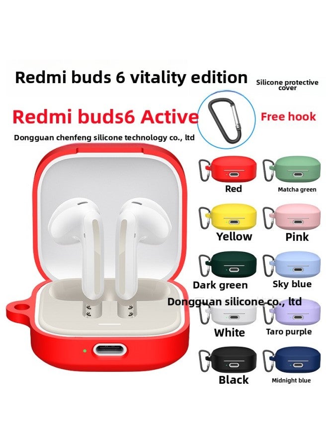 For Redmi Buds6 Active Bluetooth Headset Case Silicone Redmi Buds6 Active Case-Color:White Hook Single OPP-Model:Redmi Buds6 Vitality Version/redmi Buds6 Active Protective Case (headphones Not Included)