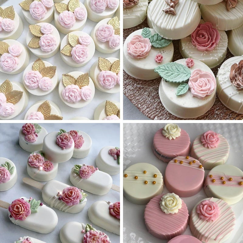 Actvty Rose Flower Silicone Mold, Leaves Candy Mold, 3 Pcs Mini Rose and Leaf Silicone Molds for Chocolate Fondant Sugarcraft Clay Candy Gummy Cupcake Toppers Cake Decorating - Image 5