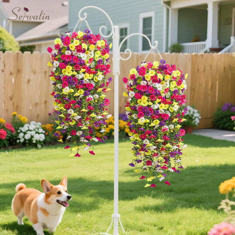 Serwalin Artificial Hanging Flowers for Outdoors UV Resistant, 4PCS Faux Morning Glory Fake Outdoor Flowers Realistic Silk Flower Plants for Outside Planter Front Door Porch Patio Yard Decor - Image 2