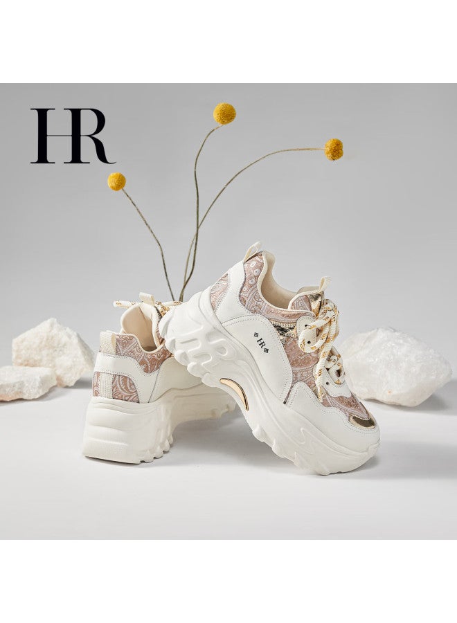 Hr Women's Chunky Sneakers, Spring And Autumn  New Arrival, Thick-soled Lace-up Versatile Sports Casual Shoes - Image 1