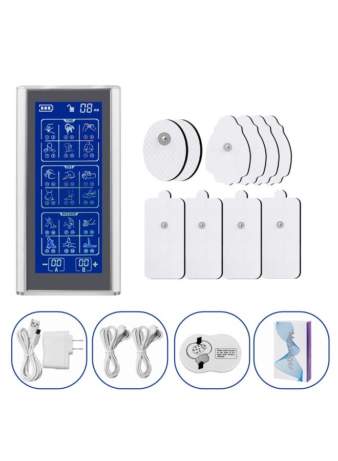 Axpeih TENS EMS Muscle Stimulator, Dual Channel Rechargeable Electric Pulse Massager with 36 Modes & 20 Intensities, Portable Physiotherapy Pain Relief Device with Electrode Pads for Back, Neck, Shoulder, Knee and Muscle Recovery - Image 1