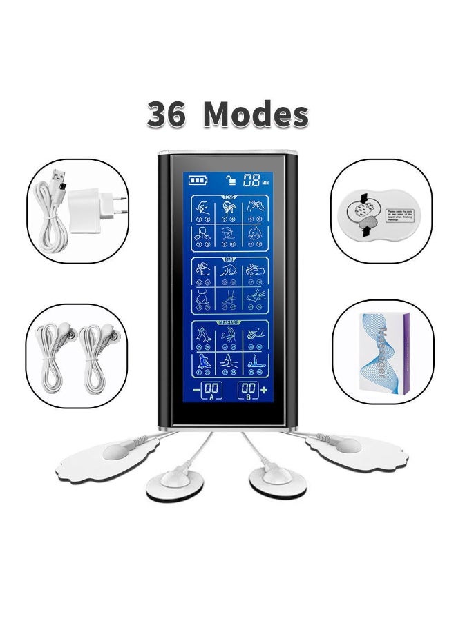 Axpeih TENS EMS Muscle Stimulator, Dual Channel Rechargeable Electric Pulse Massager with 36 Modes & 20 Intensities, Portable Physiotherapy Pain Relief Device with Electrode Pads for Back, Neck, Shoulder, Knee and Muscle Recovery - Image 5