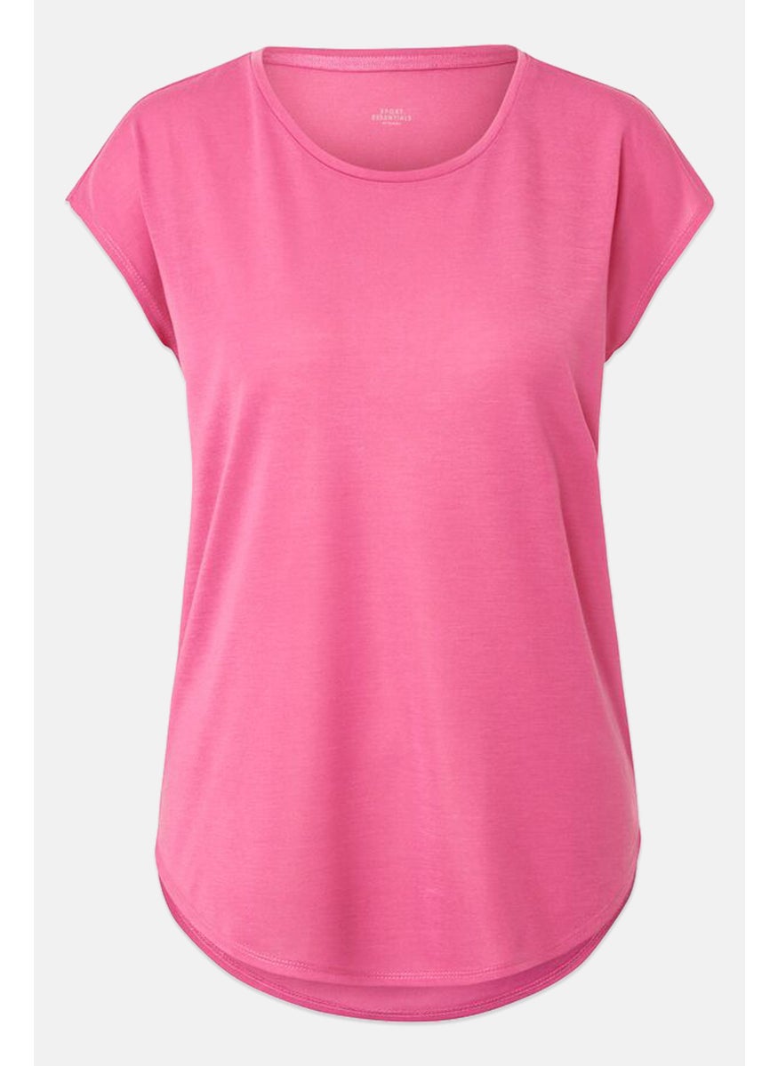 Tchibo Women Sportswear Fit Cap Sleeves Training Top, Pink  - Image 2