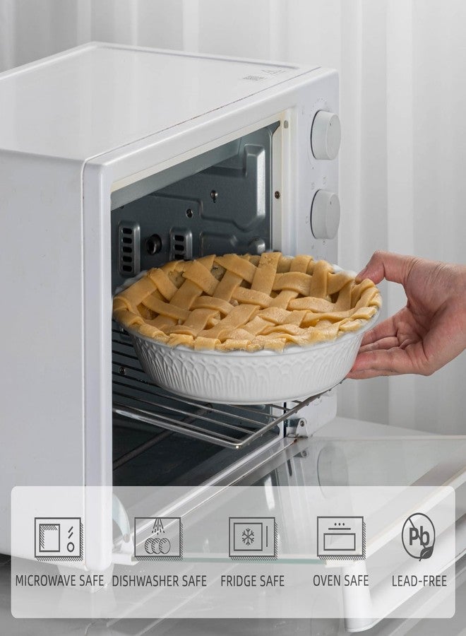 FE FUN ELEMENTS Fun Elements Ceramic Pie Pan, 9 Inch Pie Dish for Baking, Ruffled Pie Plate, Non-Stick Deep Dish Pie Pan for Apple Pie and Pot Pie, Thanksgiving Christmas Gifts, Set of 2, White - Image 4