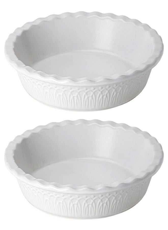 FE FUN ELEMENTS Fun Elements Ceramic Pie Pan, 9 Inch Pie Dish for Baking, Ruffled Pie Plate, Non-Stick Deep Dish Pie Pan for Apple Pie and Pot Pie, Thanksgiving Christmas Gifts, Set of 2, White - Image 1