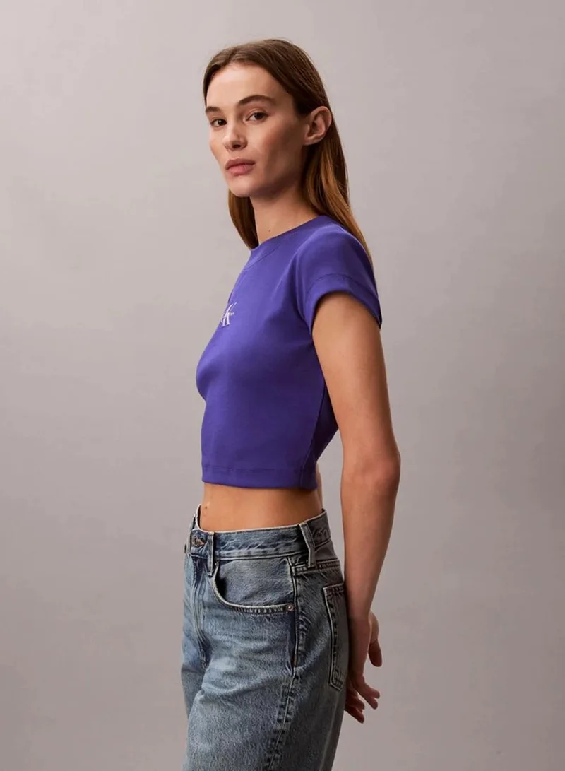 Calvin Klein  Slim Cropped Monogram T-Shirt for Women | Best Price UAE