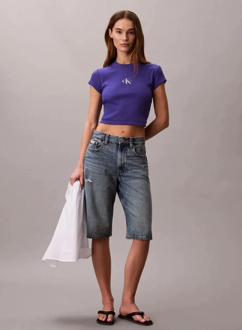 Calvin Klein  Slim Cropped Monogram T-Shirt for Women | Best Price UAE