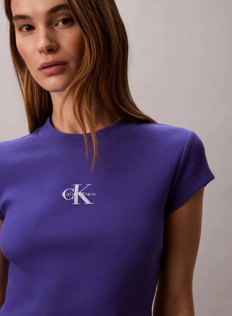 Calvin Klein  Slim Cropped Monogram T-Shirt for Women | Best Price UAE