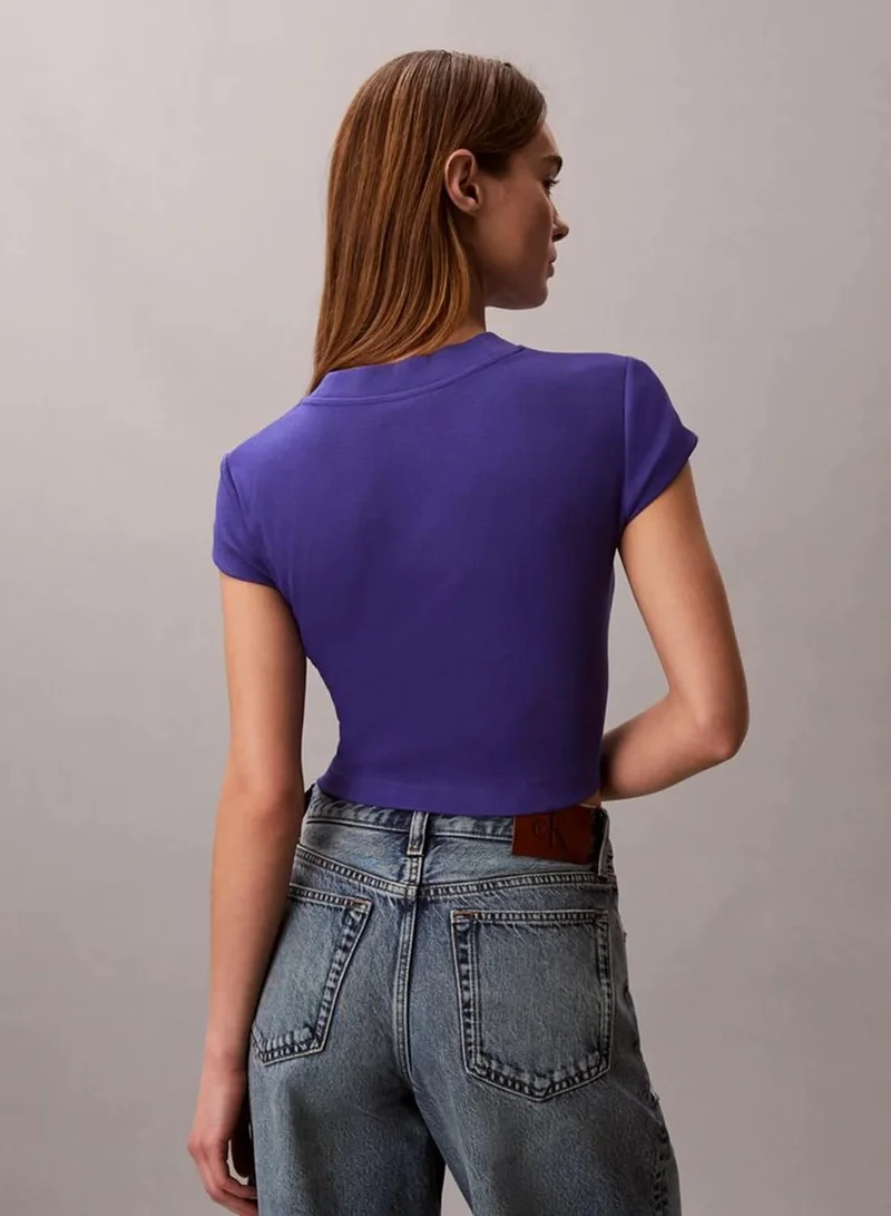 Calvin Klein  Slim Cropped Monogram T-Shirt for Women | Best Price UAE