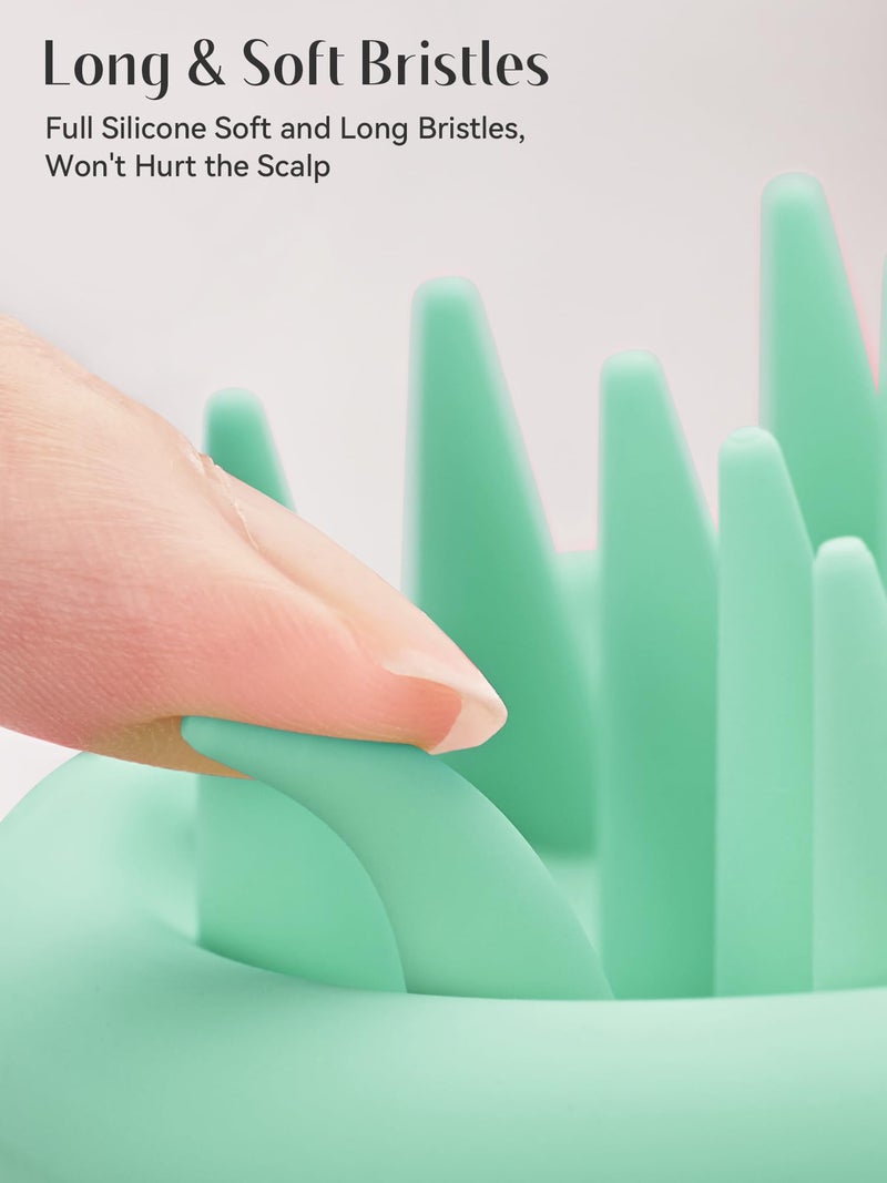 HEETA Scalp Massager Hair Growth, Scalp Scrubber with Soft Bristles, Integrated Silicone Design, Scalp Exfoliator for Dandruff Removal & Relax Scalp, Shampoo Brush Fit Wet Dry Hair Use, Light Green - Image 2