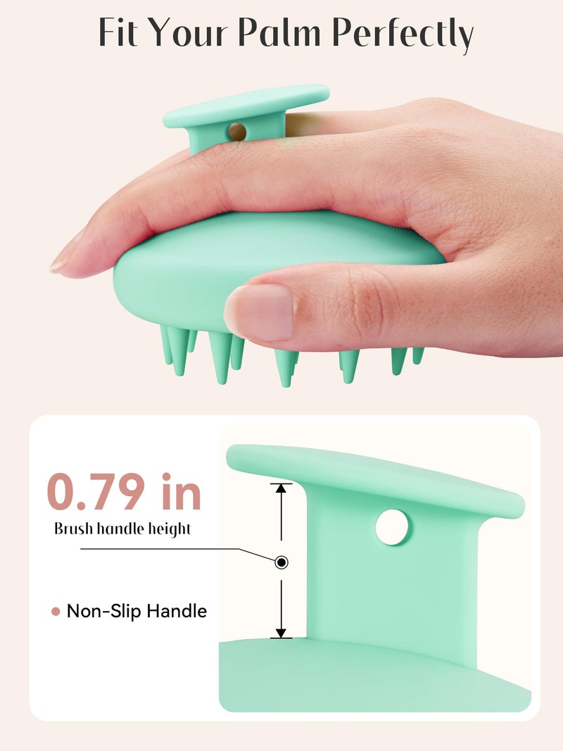 HEETA Scalp Massager Hair Growth, Scalp Scrubber with Soft Bristles, Integrated Silicone Design, Scalp Exfoliator for Dandruff Removal & Relax Scalp, Shampoo Brush Fit Wet Dry Hair Use, Light Green - Image 3