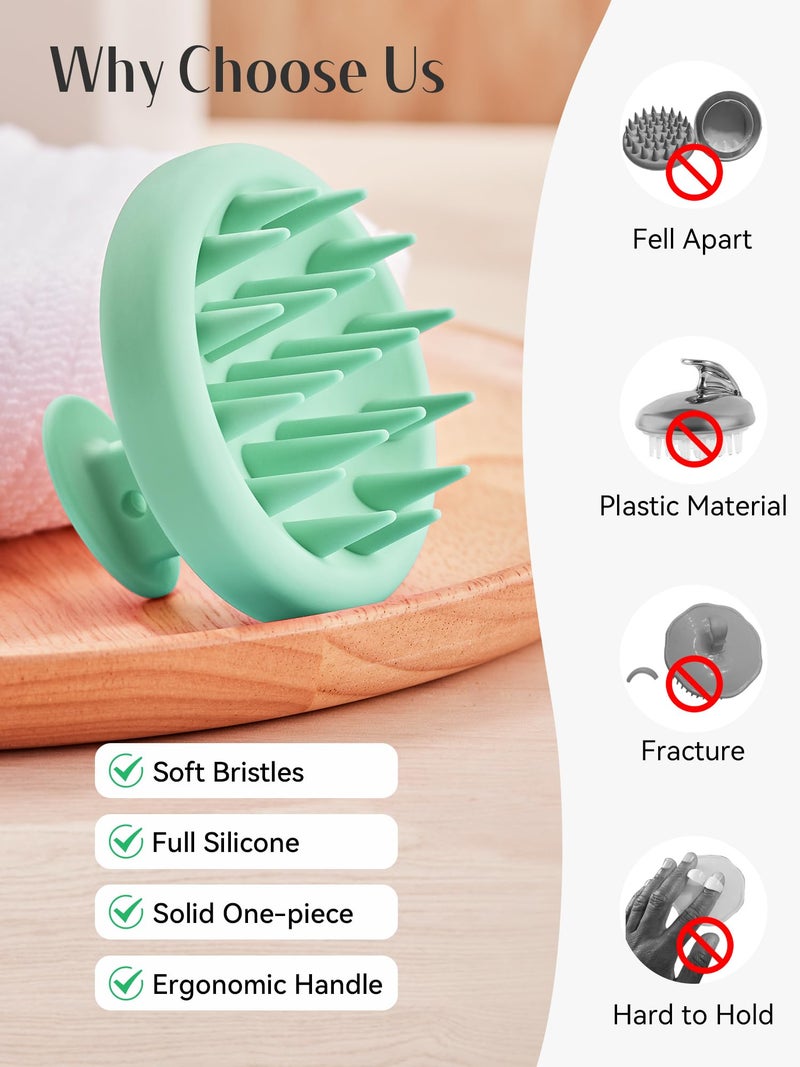 HEETA Scalp Massager Hair Growth, Scalp Scrubber with Soft Bristles, Integrated Silicone Design, Scalp Exfoliator for Dandruff Removal & Relax Scalp, Shampoo Brush Fit Wet Dry Hair Use, Light Green - Image 4