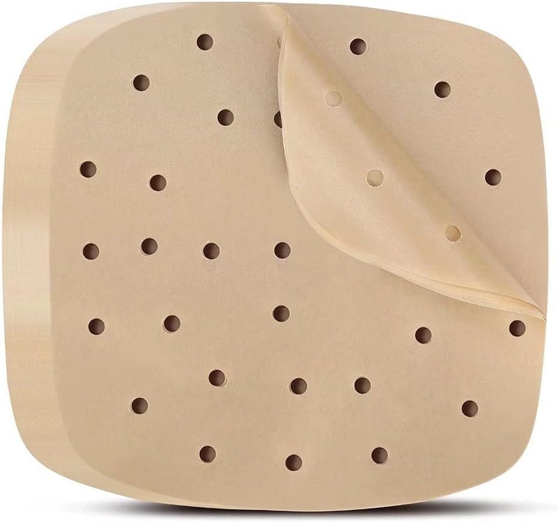 DNSSY Air Fryer Parchment Paper Liners: 200PCS 8.5 inch Square Perforated parchment paper for Air Fryer, Premium Bamboo Steamer Liner for Air Fryers Baking Cooking Oven - Image 1